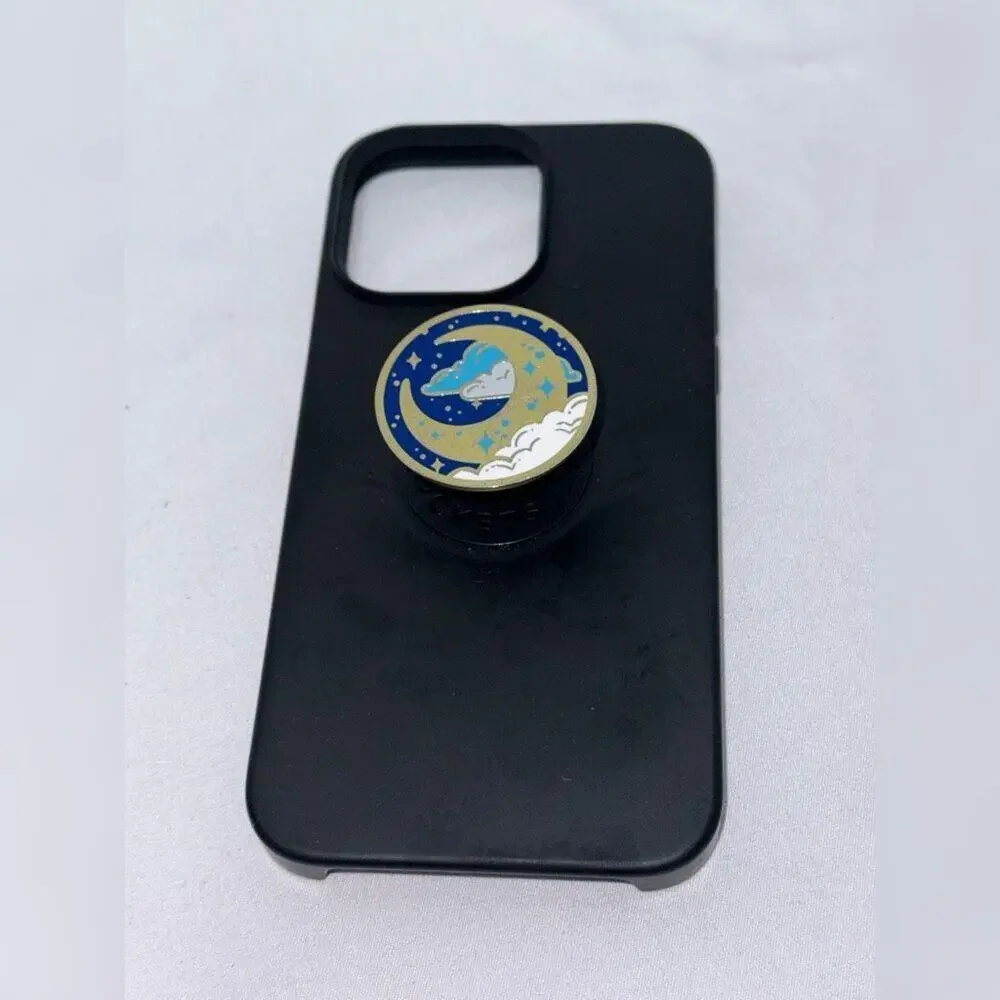 Black Phone Case with Moon Popsocket | Sz 15 Pro Max